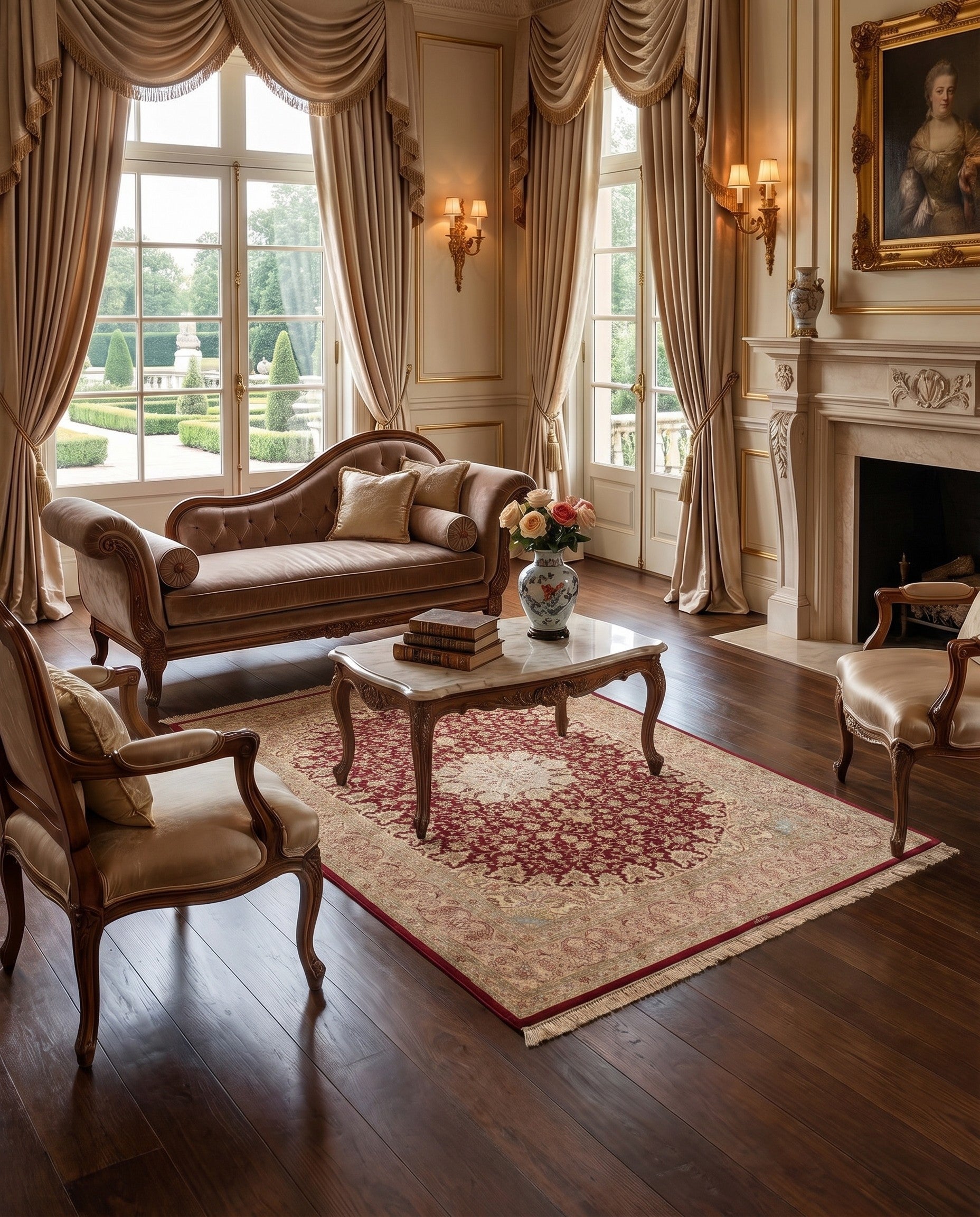 4' 4 x 6' 6 Ghom Silk Rug