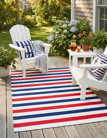 Navy Bue and Red Easy-Clean Vista Breeze Indoor / Outdoor Rug