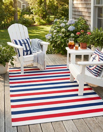 Navy Bue and Red Easy-Clean Vista Breeze Indoor / Outdoor Rug