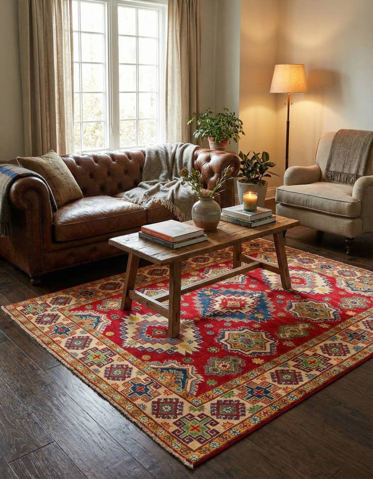 Detail image of 4' 10 x 6' 10  Hand Knotted Kazak Rug