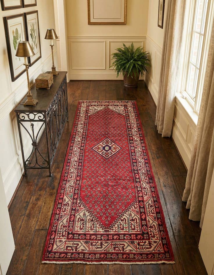 Detail image of 3' 7 x 10' Hand Knotted Botemir Persian Wool Runner Rug