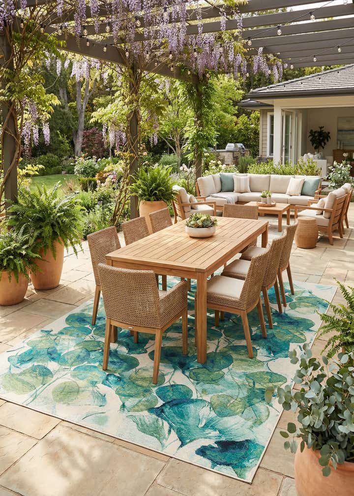 10' x 13' Easy-Clean Botanical Indoor / Outdoor Rug