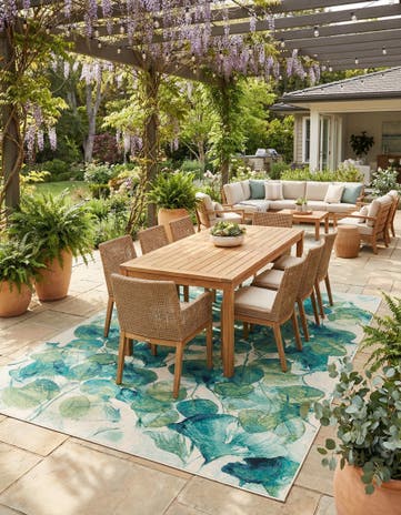 10' x 13' Easy-Clean Botanical Indoor / Outdoor Rug