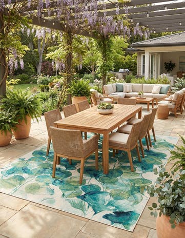 10' x 13' Easy-Clean Botanical Indoor / Outdoor Rug