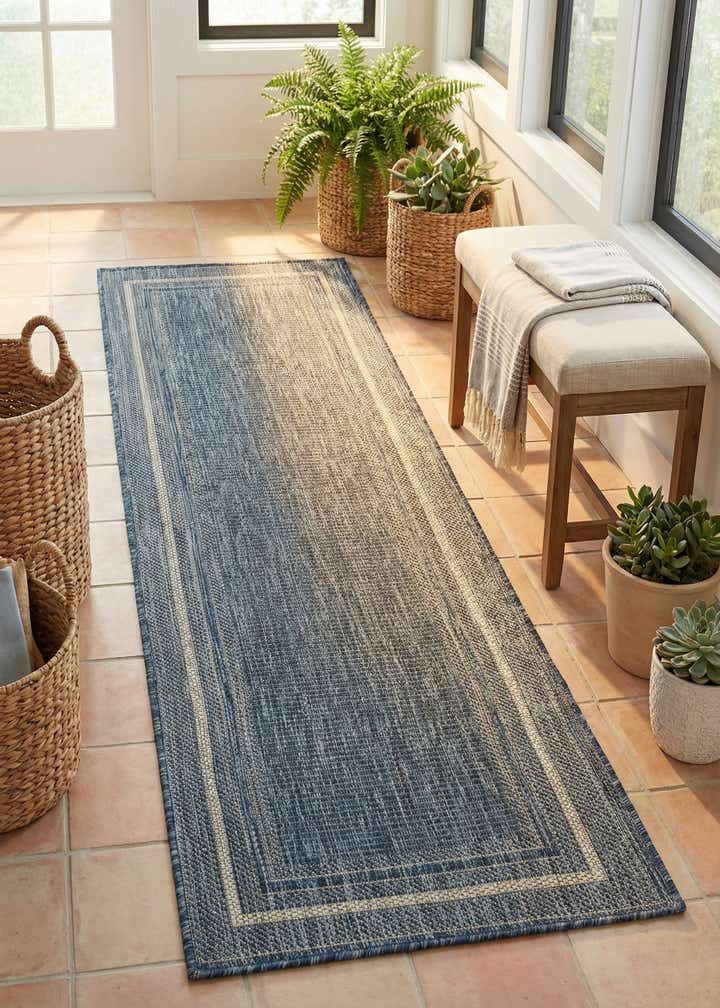 2' x 6' Easy-Clean Border Indoor / Outdoor Runner Rug