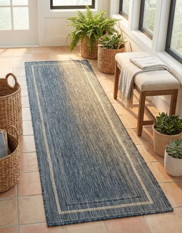 2' x 6' Easy-Clean Border Indoor / Outdoor Runner Rug