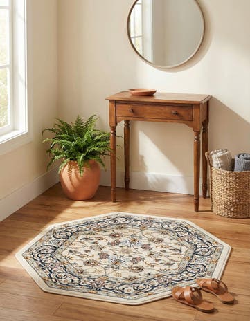 Ivory Nain Design Octagon Rug
