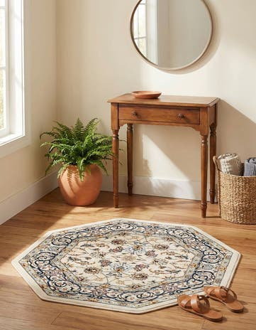Ivory Nain Design Octagon Rug