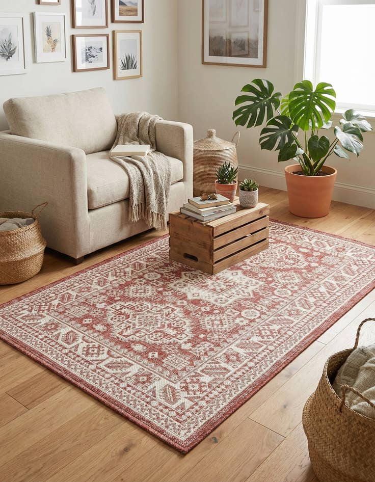 Detail image of 3' x 5' 3  Washable Aztec Indoor / Outdoor Rug