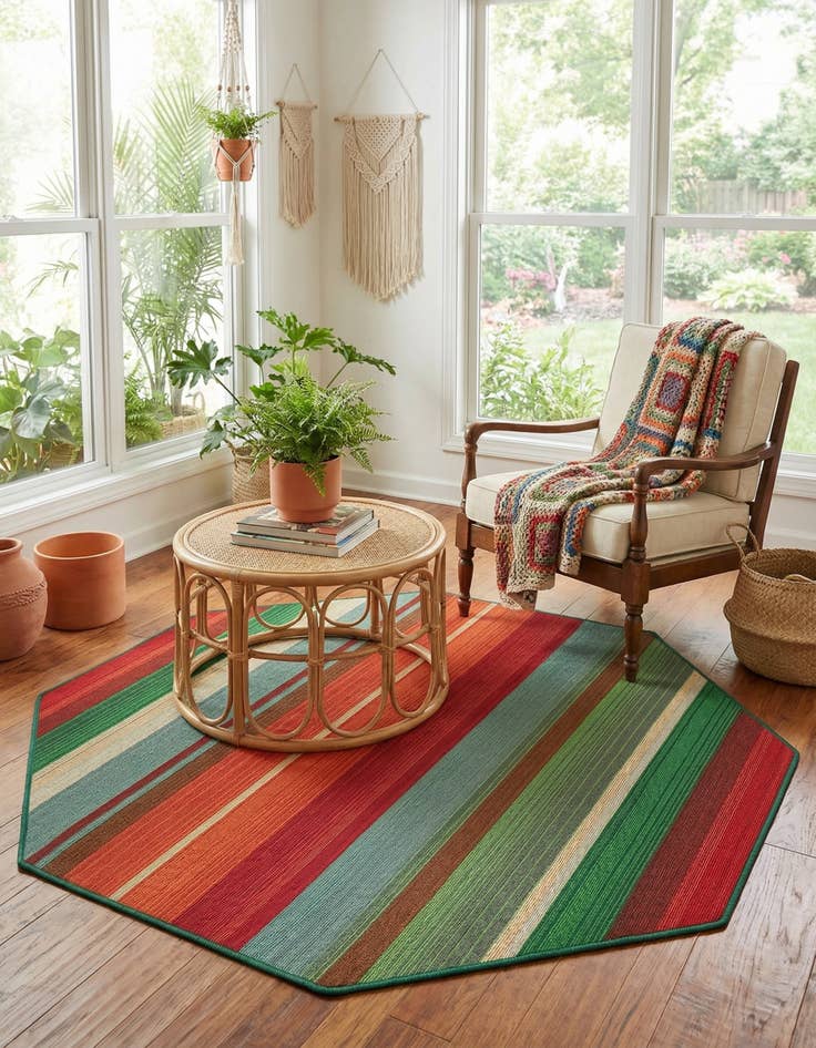 Detail image of 4' x 4' Easy-Clean Modern Indoor / Outdoor Octagon Rug