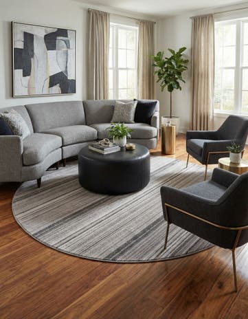 Gray Gemstone Round Rug