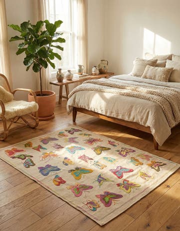 4' 3 x 5' 7 Hand Woven Kilim Suzani Wool Rug