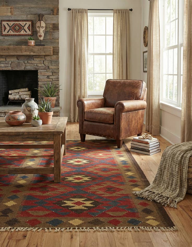 Detail image of 3' 3 x 6' 4  Hand Woven Kilim Maymana Wool Rug