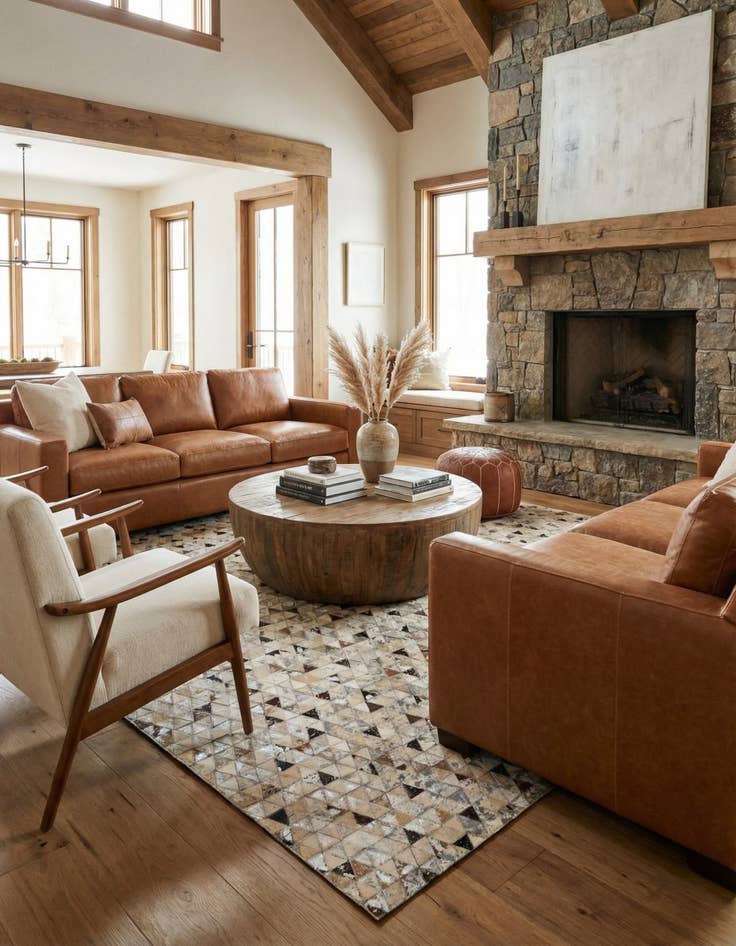 Detail image of 5' 3 x 7' 5 Cowhide Stocks Rug