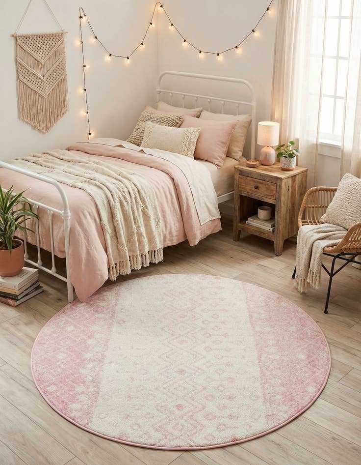 Detail image of  5' 3 x 5' 3 Moroccan Trellis Round Rug