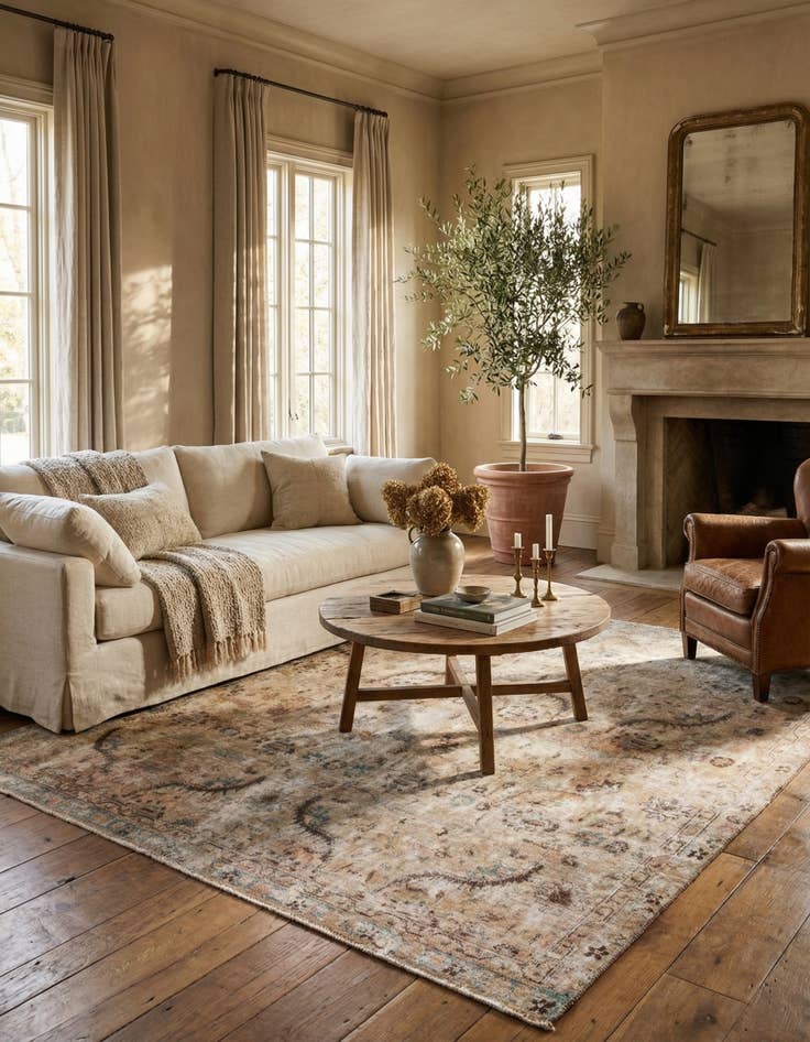 Detail image of 7' 6 x 8'  Hand Knotted Ultra Vintage Persian Wool Square Rug