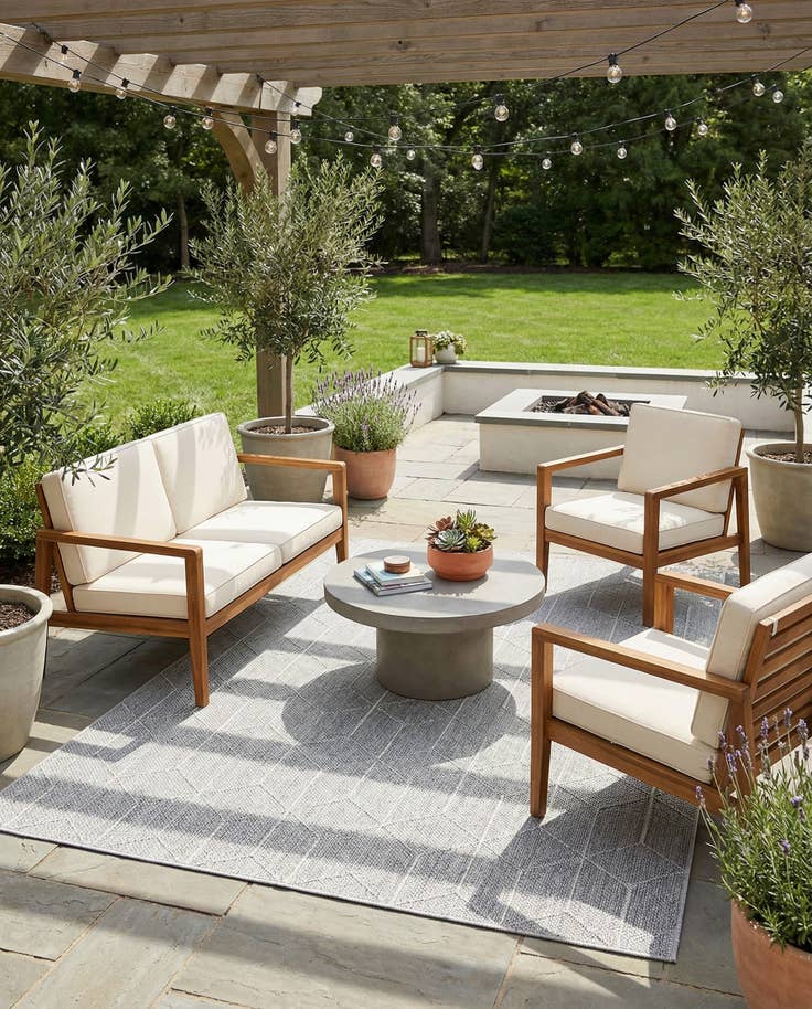 Detail image of 5' 3 x 8' Easy-Clean Lattice Indoor / Outdoor Rug