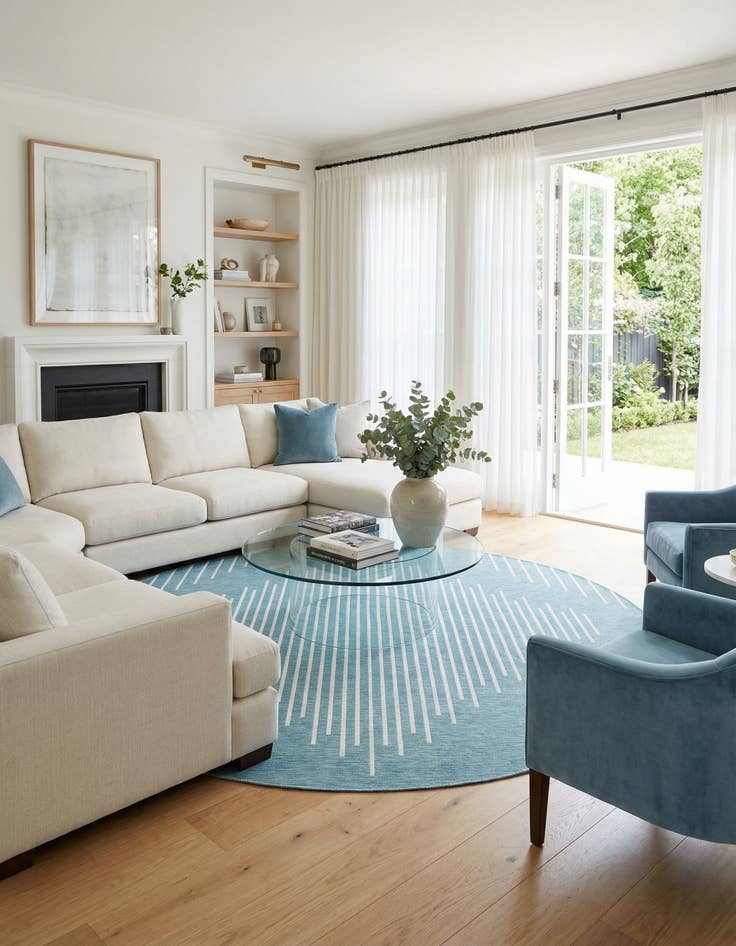 Detail image of  10' 8 x 10' 8  Washable Modern Indoor / Outdoor Round Rug