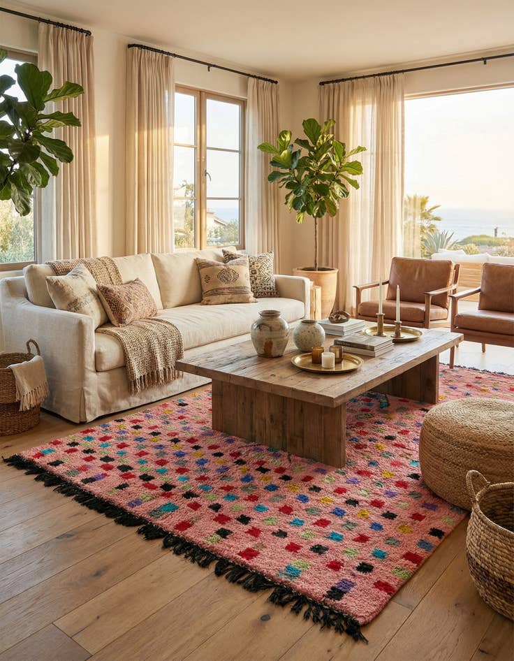 Detail image of  5' 3 x 8'  Hand Knotted Moroccan Wool Rug