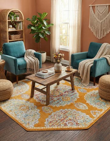 Orange Paragon Octagon Rug