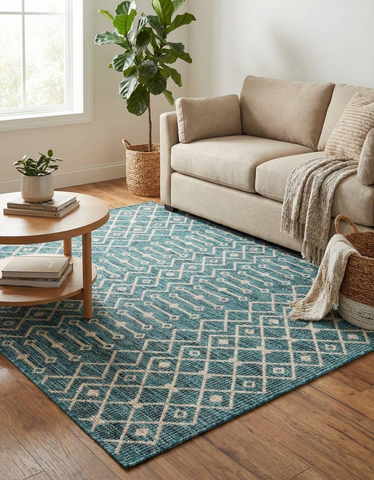 Detail image of 4' x 6' Easy-Clean Trellis Indoor / Outdoor Rug