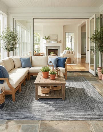 Black and White Easy-Clean Eco Verse Washable Indoor / Outdoor Rug