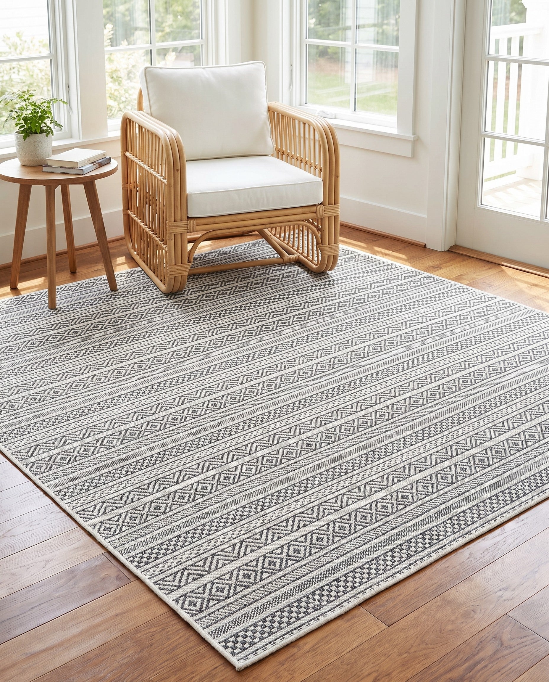 5' 3 x 5' 3 Easy-Clean Ribbon Indoor / Outdoor Square Rug