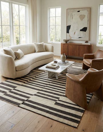 6' 6 x 9' 8 Hand Woven Kilim Modern Wool Rug