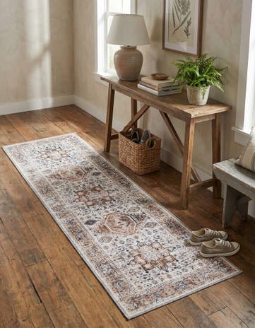 Ivory Almond Washable Yara Runner Rug