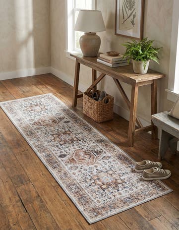 Ivory Almond Washable Yara Runner Rug