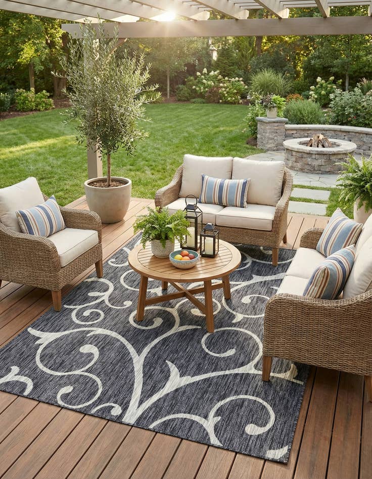 Detail image of 6' x 9'  Washable Botanical Indoor / Outdoor Rug