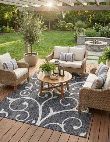 6' x 9' Easy-Clean Botanical Indoor / Outdoor Rug