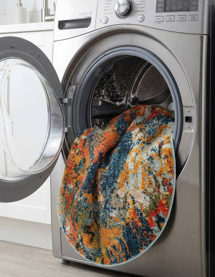 Detail image of  3' 3 x 3' 3  Washable Vivid Round Rug