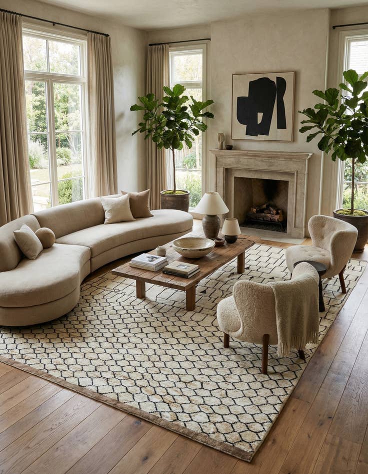 Detail image of 12' 6 x 17' 6  Hand Knotted Moroccan Wool Rug