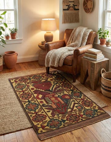 2' 9 x 4' 8 Hand Knotted Sumak Wool Rug