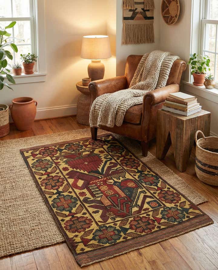 2' 9 x 4' 8 Hand Knotted Sumak Wool Rug