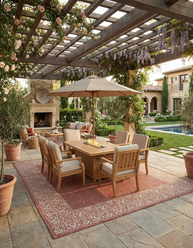 Detail image of  13' x 13'  Washable Border Indoor / Outdoor Square Rug