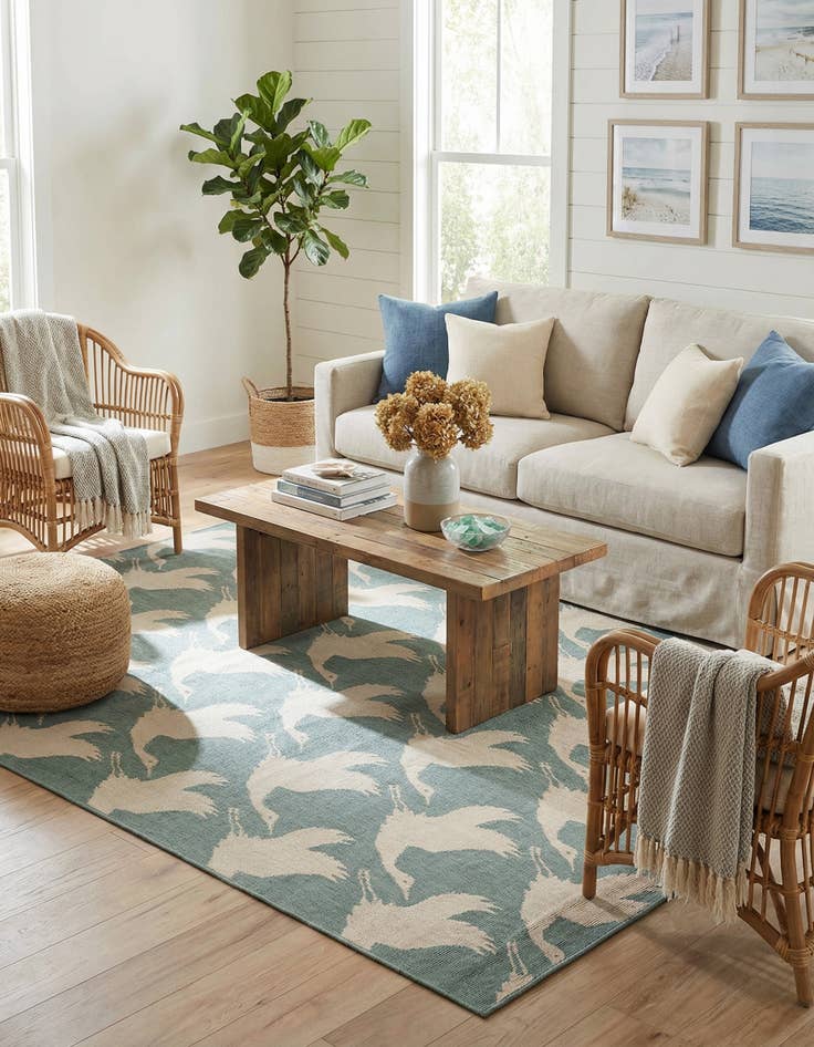 Detail image of  6' x 9'  Washable Coastal Indoor / Outdoor Rug