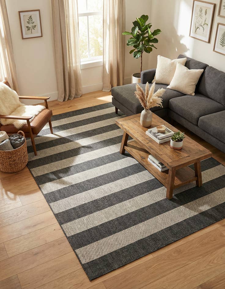 Detail image of 7' 10 x 10'  Washable Striped Indoor / Outdoor Rug