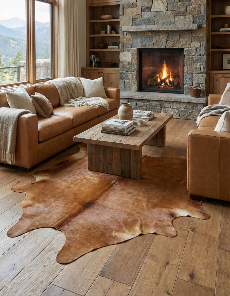 Detail image of 6' 1 x 6' 9 Cowhide Leather Rug