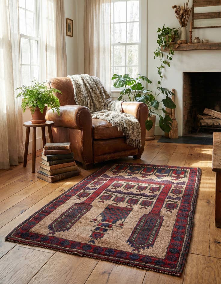 Detail image of 2' 10 x 4' 8 Hand Knotted Balouch Persian Wool Rug