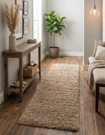 2' x 6' 5 Solid Shag Runner Rug