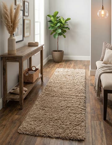 2' x 6' 5 Solid Shag Runner Rug