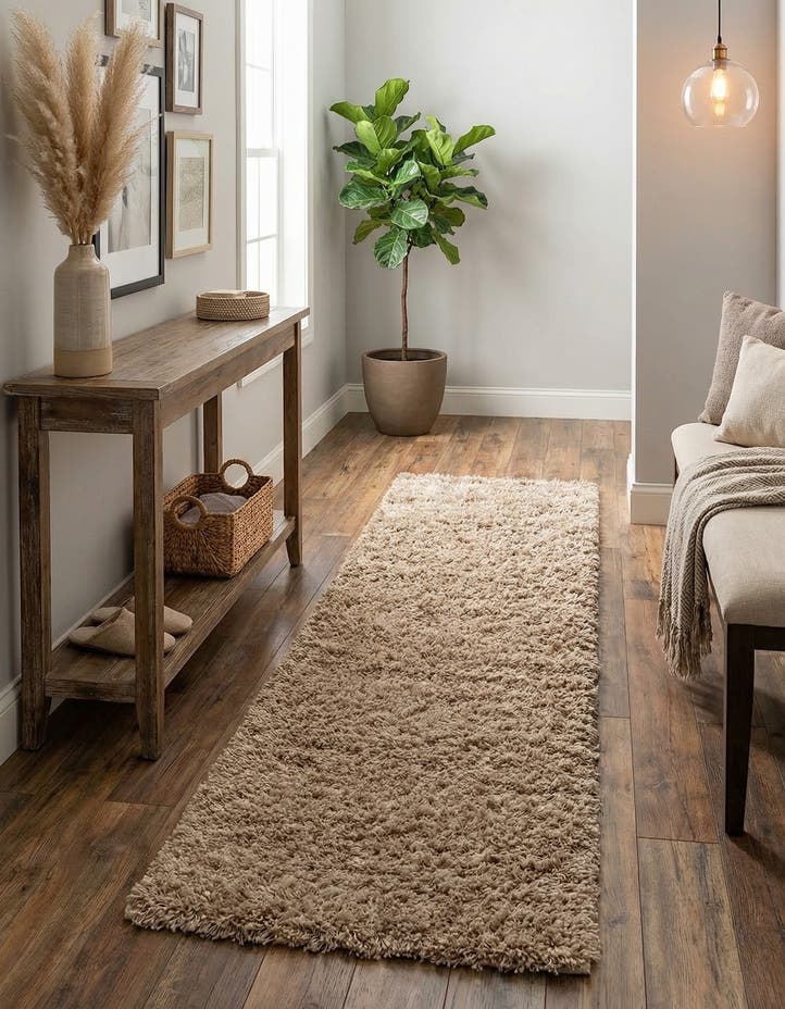2' x 6' 5 Solid Shag Runner Rug