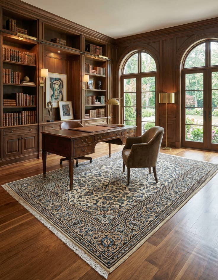 Detail image of  6' 5 x 9' 10 Kashan Wool Rug