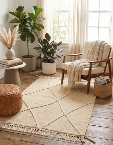3' 5 x 5' Hand Knotted Moroccan Wool Rug