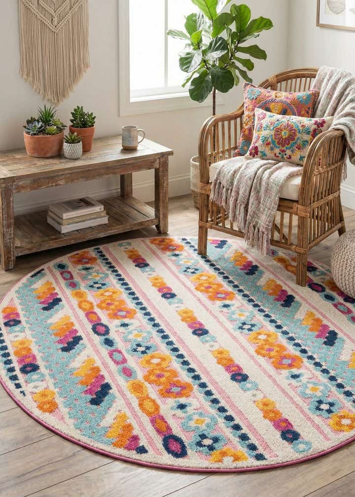 5' 3 x 5' 3 Easy-Clean Aruba Indoor / Outdoor Round Rug