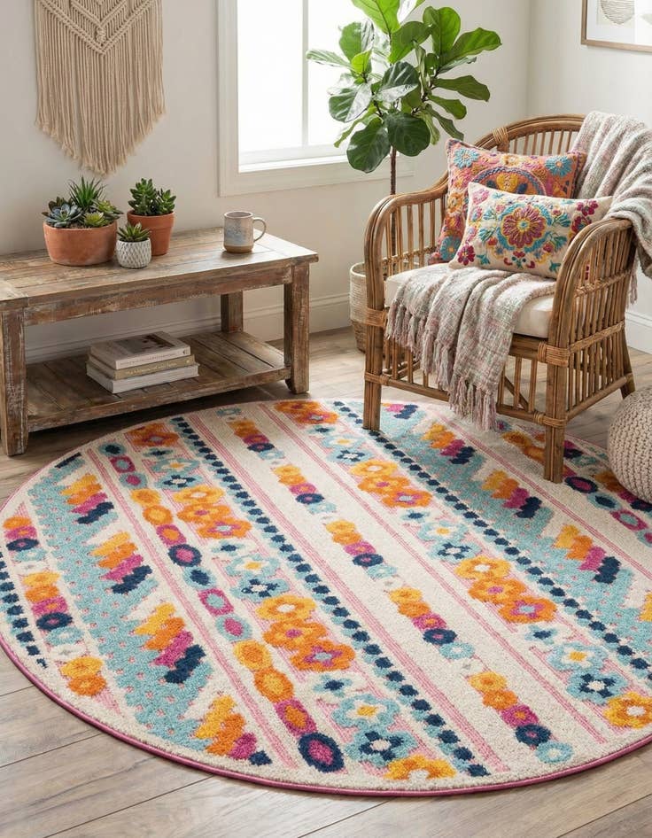 Detail image of 5' 3 x 5' 3  Washable Aruba Indoor / Outdoor Round Rug