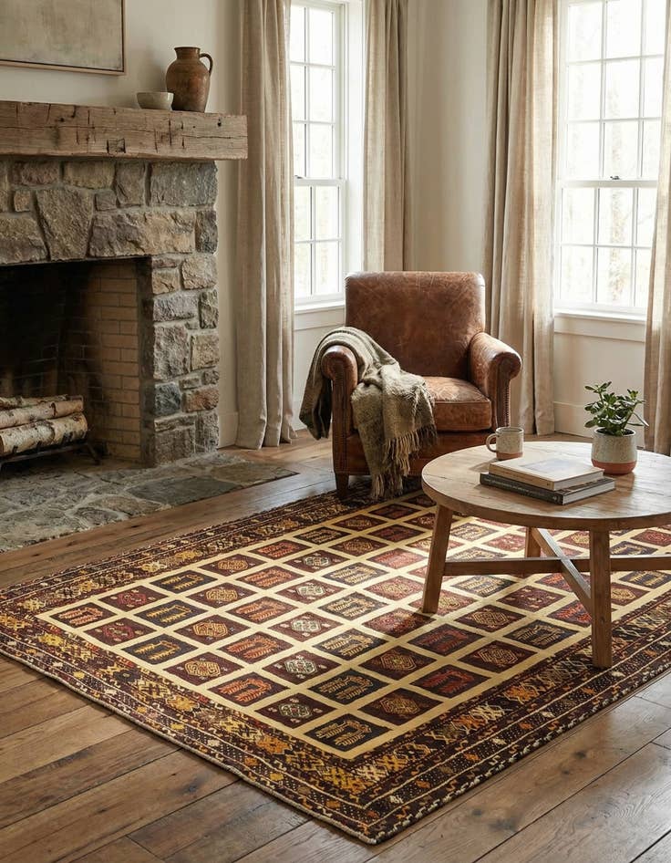 Detail image of 4' 6 x 6' 6  Hand Knotted Sumak Wool Rug