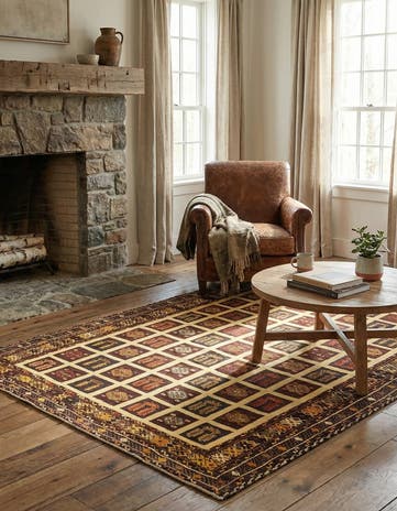 4' 6 x 6' 6 Hand Knotted Sumak Wool Rug